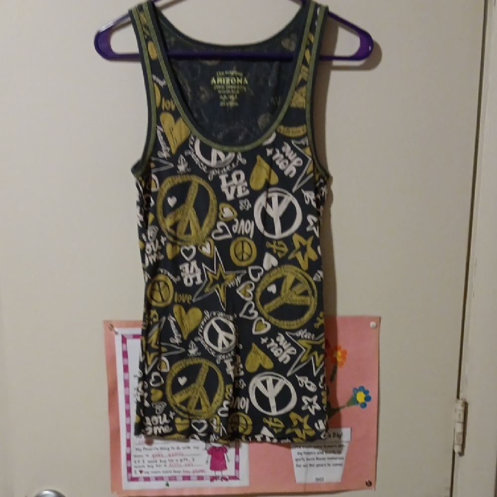 Graphic Tank Top with Peace and Love Design
